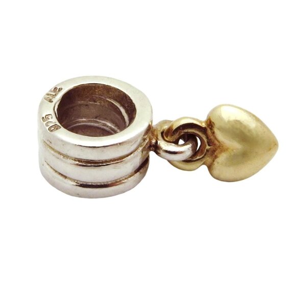 Pandora ALE 925 Sterling Silver & 14K Gold Dangle Heart Charm 790173 - Picture 5 of 5